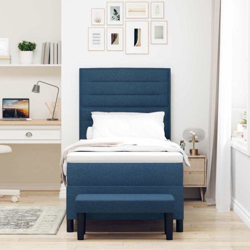 Легло с пружинирана основа с матрак Синьо 90 x 200 cm текстил