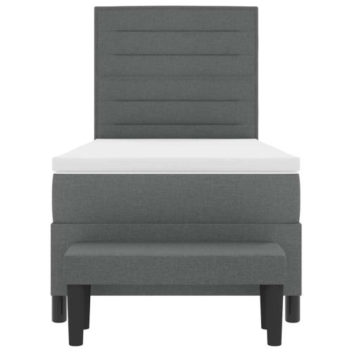 Легло с пружинирана основа Тъмен сив 100 x 200 cm текстил