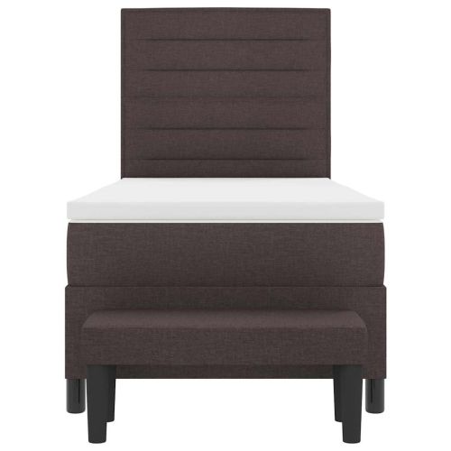 Легло с пружинирана основа Тъмен кафяв 100 x 200 cm текстил