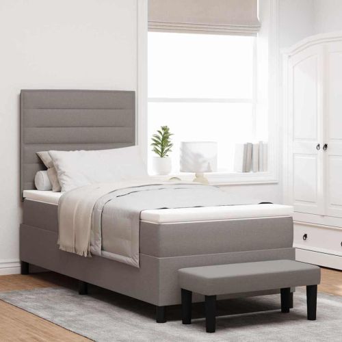 Легло с пружинирана основа с матрак Таупе 100 x 200 cm текстил