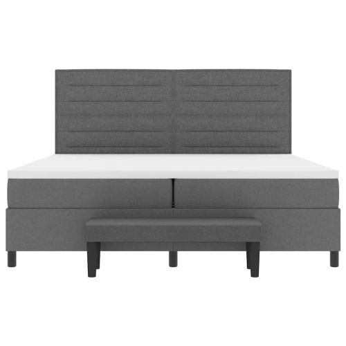 Легло с пружинирана основа Тъмен сив 200 x 200 cm текстил