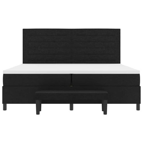 Легло с пружинирана основа с матрак Черно 200 x 200 cm текстил