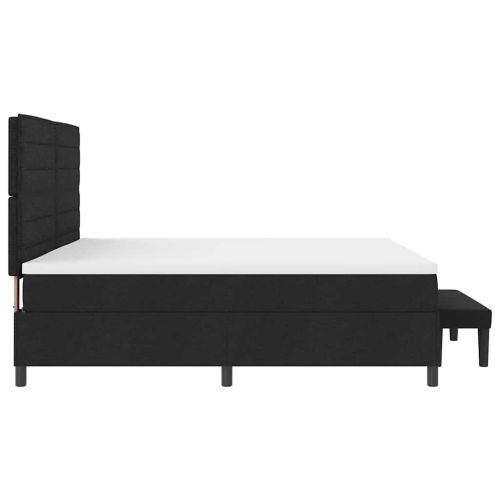 Легло с пружинирана основа с матрак Черно 200 x 200 cm текстил