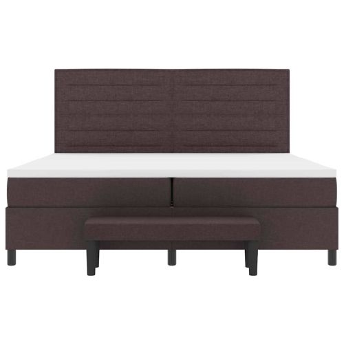 Легло с пружинирана основа Тъмен кафяв 200 x 200 cm текстил