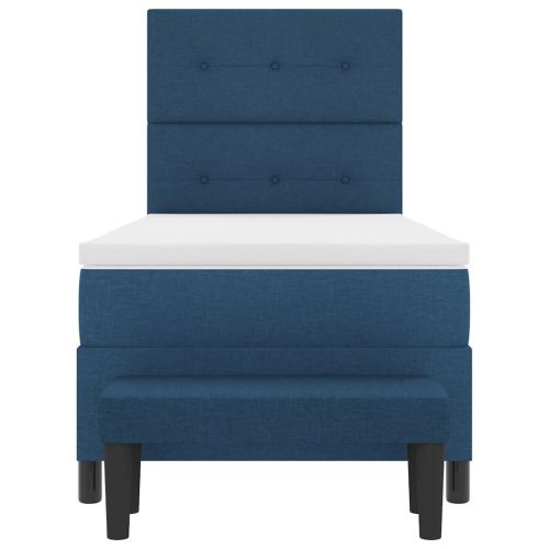 Легло с пружинирана основа с матрак Синьо 100 x 200 cm текстил