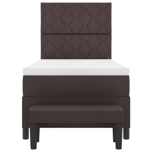 Легло с пружинирана основа Тъмен кафяв 100 x 200 cm текстил