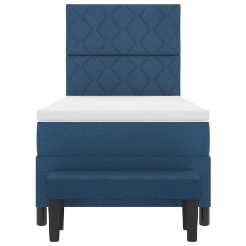 Легло с пружинирана основа с матрак Синьо 100 x 200 cm текстил