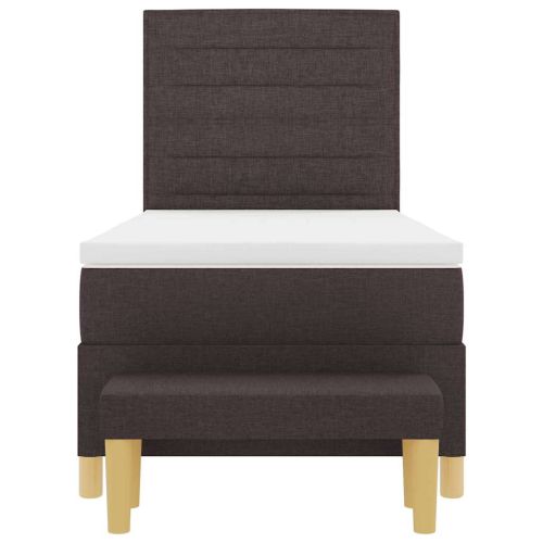 Легло с пружинирана основа Тъмнокафяв 100 x 200 cm текстил