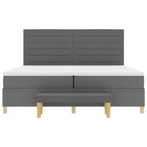 Легло с пружинирана основа Тъмен сив 200 x 200 cm текстил