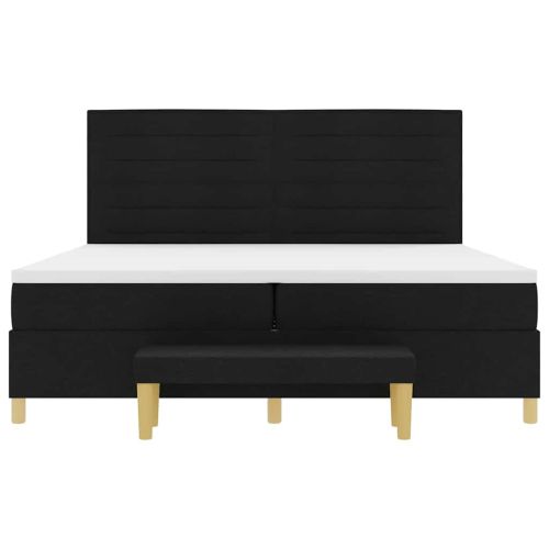 Легло с пружинирана основа с матрак Черно 200 x 200 cm текстил