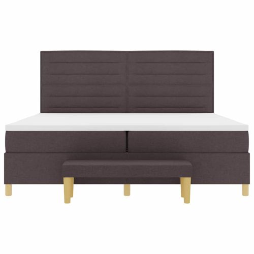 Легло с пружинирана основа Тъмнокафяв 200 x 200 cm текстил