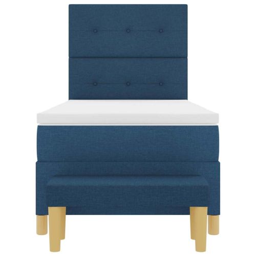 Легло с пружинирана основа с матрак Синьо 100 x 200 cm текстил