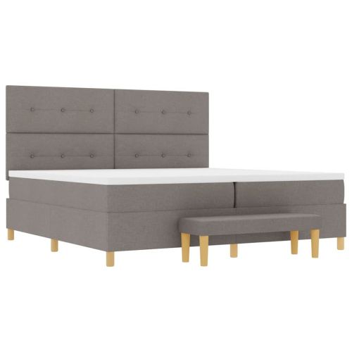 Легло с пружинирана основа с матрак Таупе 200 x 200 cm текстил