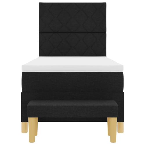 Легло с пружинирана основа с матрак Черно 100 x 200 cm текстил