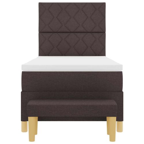 Легло с пружинирана основа Тъмнокафяв 100 x 200 cm текстил