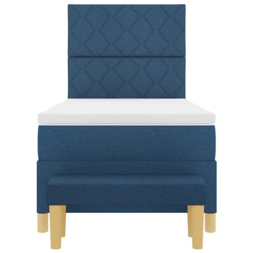 Легло с пружинирана основа с матрак Синьо 100 x 200 cm текстил