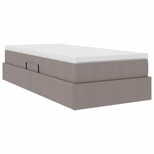Легло с място за съхранение и матрак Таупе 100 x 200 cm