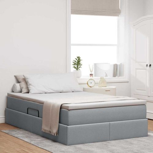 Легло с място за съхранение и матрак Светлосиво 120 x 200 cm