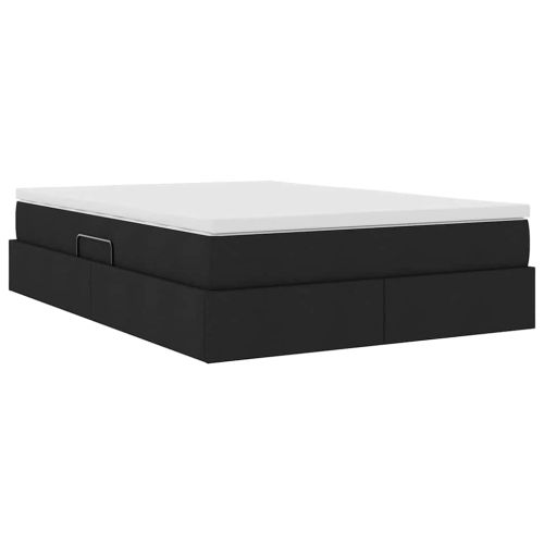 Легло с място за съхранение и матрак Черно 140 x 200 cm