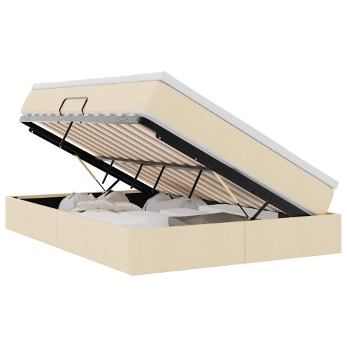 Легло с място за съхранение и матрак с матрак Крем 140 x 200 cm