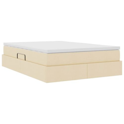Легло с място за съхранение и матрак с матрак Крем 140 x 200 cm