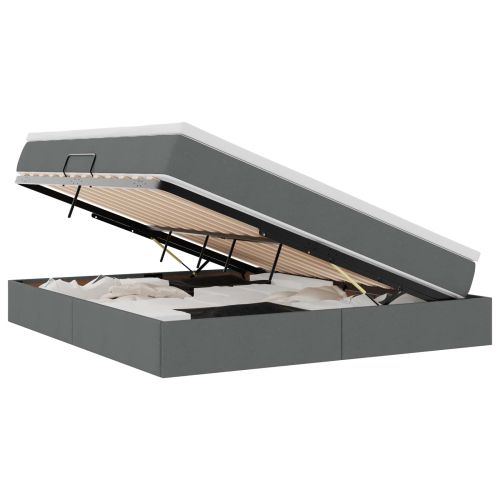 Легло с място за съхранение и матрак Тъмен сив 160 x 200 cm