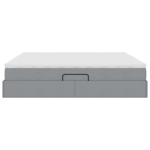 Легло с място за съхранение и матрак Светлосиво 200 x 200 cm