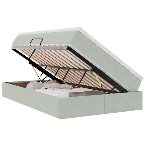 Легло с място за съхранение и матрак Светлосиво 120 x 200 cm