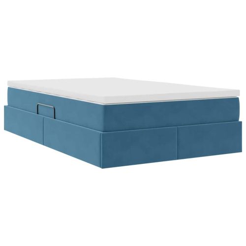 Легло с място за съхранение и матрак Тъмен син 120 x 200 cm