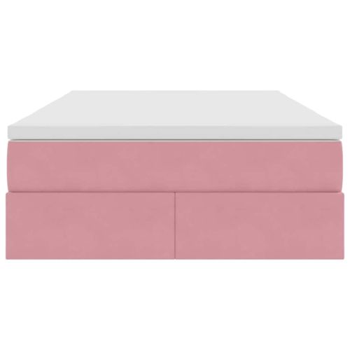 Легло с място за съхранение и матрак Розово 120 x 200 cm Кадифе