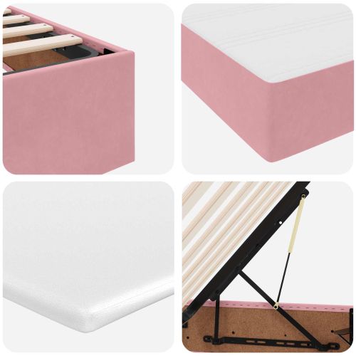 Легло с място за съхранение и матрак Розово 120 x 200 cm Кадифе