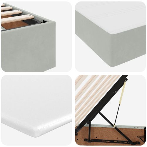 Легло с място за съхранение и матрак Светлосиво 140 x 200 cm