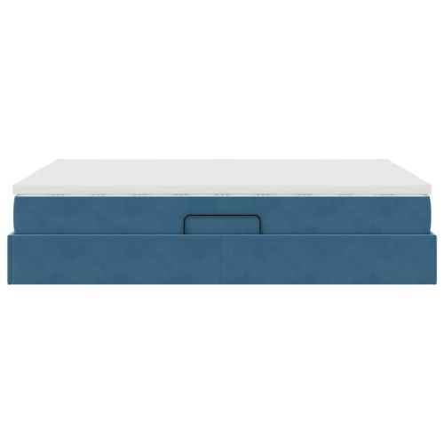 Легло с място за съхранение и матрак Тъмен син 140 x 200 cm