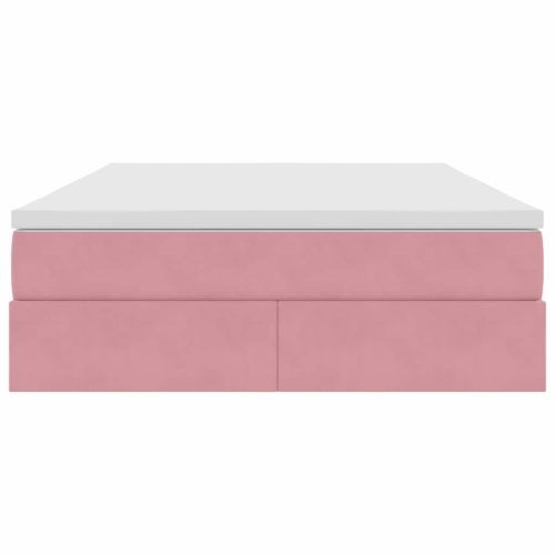 Легло с място за съхранение и матрак Розово 140 x 200 cm Кадифе