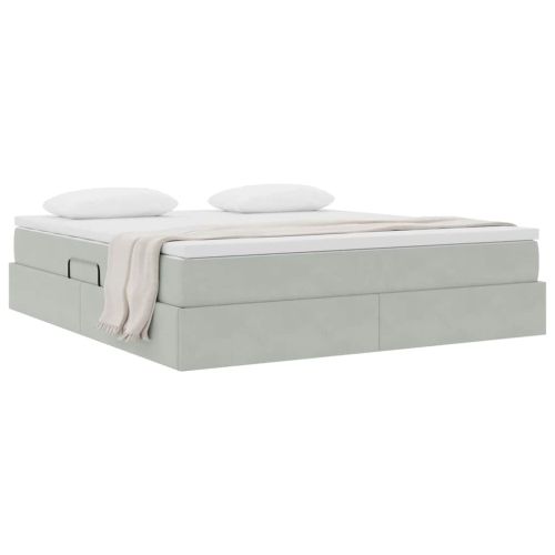 Легло с място за съхранение и матрак Светлосиво 160 x 200 cm
