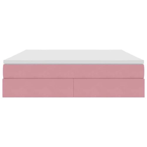 Легло с място за съхранение и матрак Розово 180 x 200 cm Кадифе