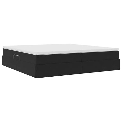 Легло с място за съхранение и матрак Черно 200 x 200 cm Кадифе