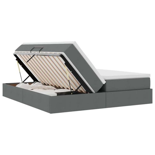 Легло с място за съхранение и матрак Тъмен сив 200 x 200 cm