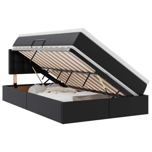 Легло с място за съхранение и матрак Черно 120 x 200 cm