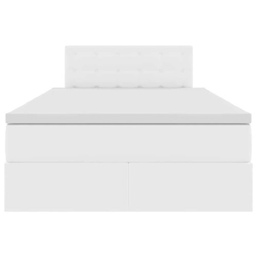 Легло с място за съхранение и матрак Чисто бяло 120 x 200 cm