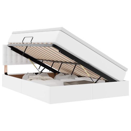 Легло с място за съхранение и матрак Чисто бяло 140 x 190 cm