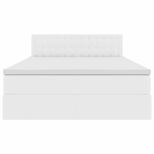 Легло с място за съхранение и матрак Чисто бяло 140 x 190 cm