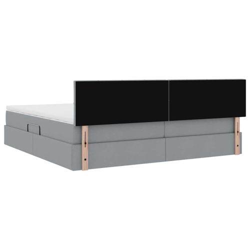 Легло с място за съхранение и матрак Светлосиво 200 x 200 cm