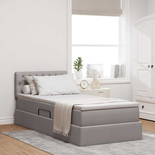 Легло с място за съхранение и матрак Таупе 100 x 200 cm