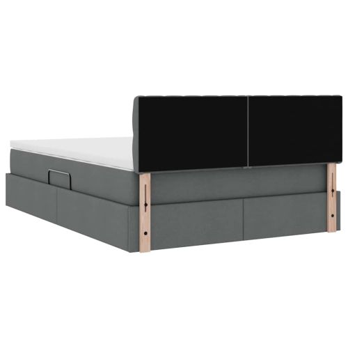 Легло с място за съхранение и матрак Тъмен сив 140 x 190 cm