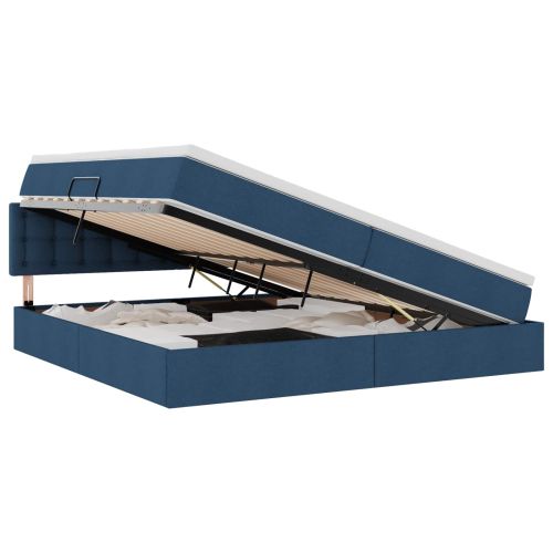Легло с място за съхранение и матрак Синьо 200 x 200 cm