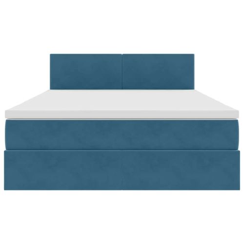Легло с място за съхранение Тъмен син 140 x 190 cm Кадифе
