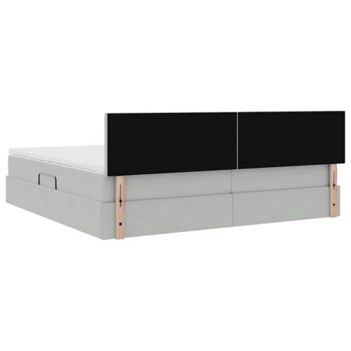 Легло с място за съхранение Светлосиво 200 x 200 cm Кадифе