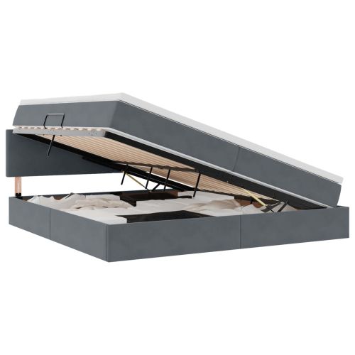 Легло с място за съхранение Тъмен сив 200 x 200 cm Кадифе