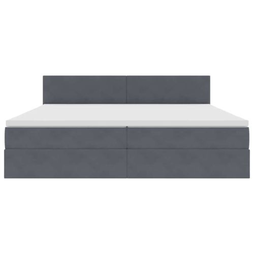 Легло с място за съхранение Тъмен сив 200 x 200 cm Кадифе